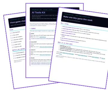 Preview of the First Game Starter Pack: the README, the AI Tools Kit and the first game checklist